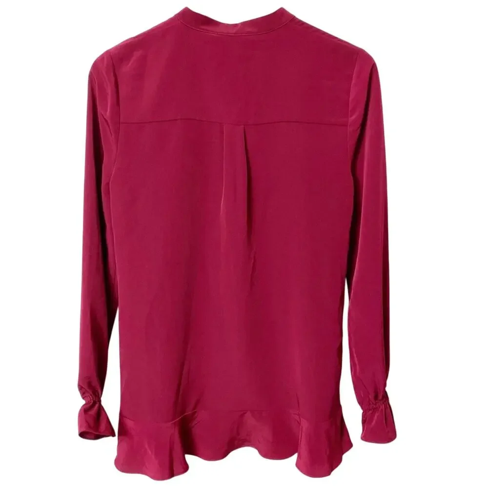 ZOE BY RACHEL Womens Budgundy Ruffled Peplum Top SIZE XS BRAND NEW WITH TAGS